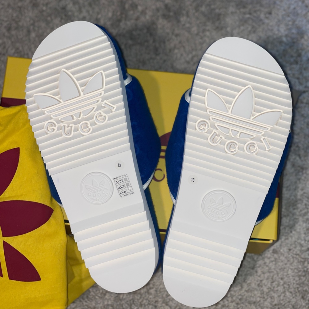 Gucci Adidas Collab Slides Blue Terry - Picture 4 of 4